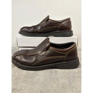 Skechers Mens 4377 Brown Leather Slip On Loafers Bicycle Toe Shoes Size 9.5